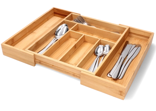 Kihúzható bambusz evőeszközrendező fiókba