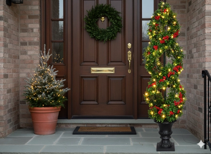 Karácsonyfa meleg LED világítással 150 cm berkenyebogyókkal