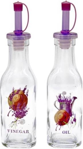 TORO üveg olaj- és ecetes palackok 180 ml – levendula, 2 db