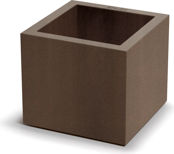 Cubla Square Slim virágtartó, 29 cm – rozsdabarna műanyag hasáb beltérre és kültérre