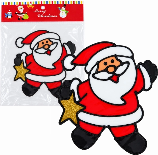 Karácsonyi zselés ablakmatrica Santa Claus csillaggal – 1 darab