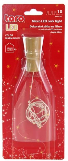 Dekoratív palackfény parafadugóval TORO, 10 LED, meleg fehér