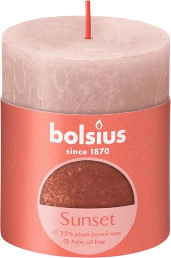 Rusztikus gyertya 80 × 68 mm rózsaszín/borostyánsárga