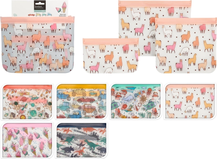 Gyermek zipzáras tasakok – 3 db-os készlet, vegyes dekorok