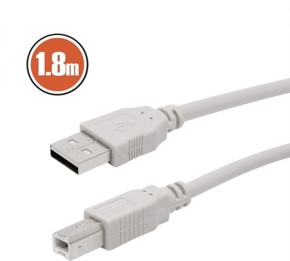 USB 2.0 kábel nyomtatókhoz és szkennerekhez, 1,8 m, szürke