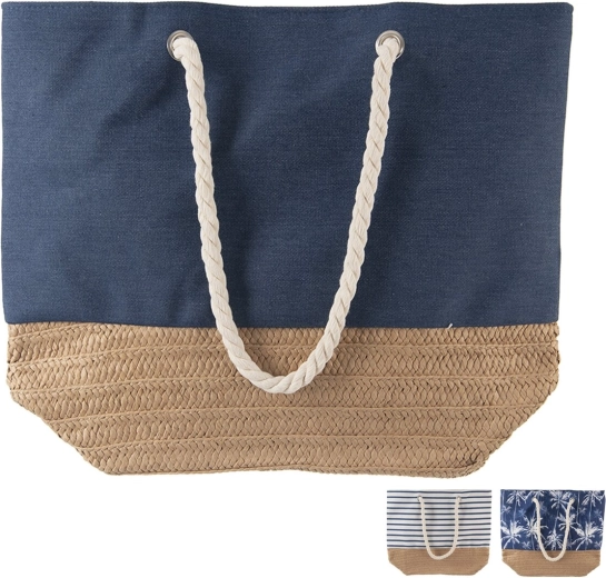 Pamut- és jutakombinációból készült strandtáska 47 × 16 cm (mix)