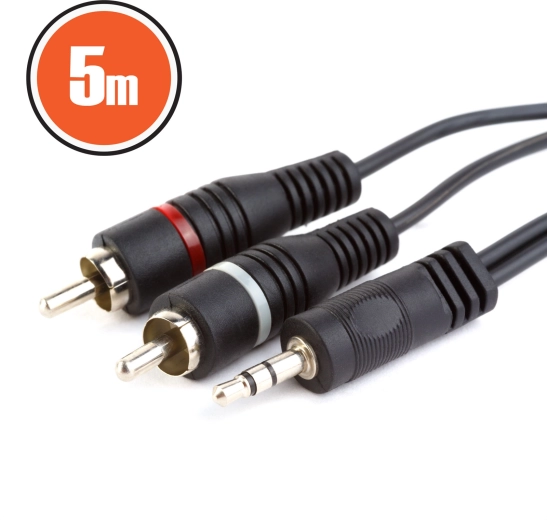 Audio kábel RCA–3,5 mm-es sztereó jack csatlakozóval, 5 m