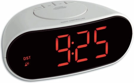 Digitális, rádiójel vezérelt TFA ébresztőóra világító számjegyekkel, fehér