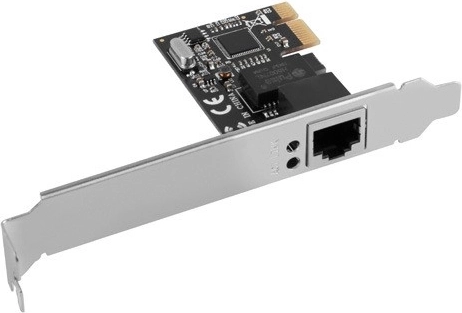 LANBERG PCIe 1x RJ45 1 Gb/s hálózati kártya alacsony profilú takarólemezzel (RTL8111C)