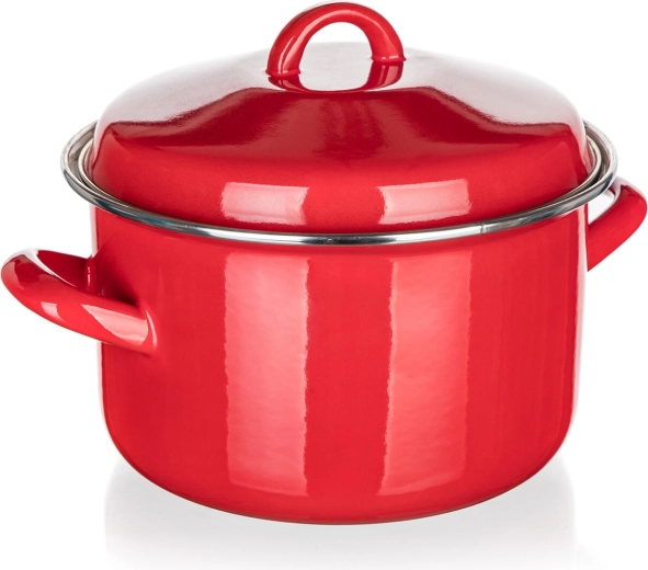 Zománcozott fazék fedővel 20 cm 3,4 l piros MILTON