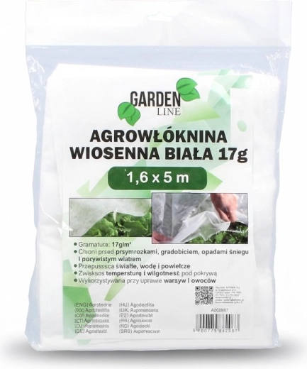 Kerti nemszövött textília tavaszi, fehér 1,6 × 5 m, 17 g/m²