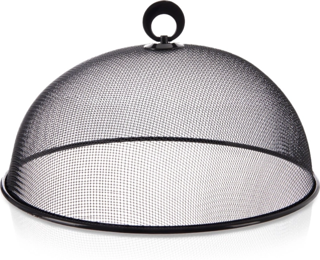 Ételvédő fémszövetből, fekete, 30 cm