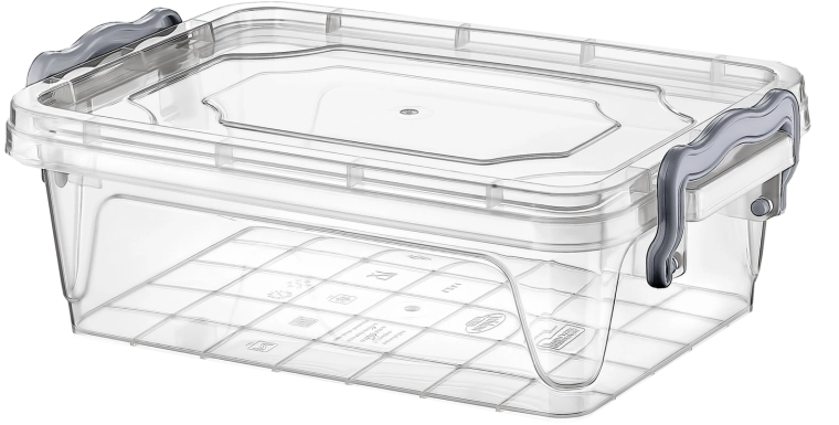 Átlátszó műanyag tárolódoboz 10 l fedéllel és klipszekkel