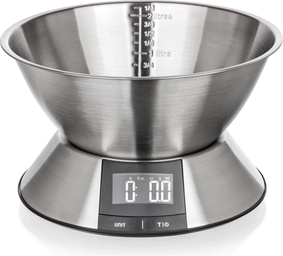 Digitális konyhai mérleg rozsdamentes acél tállal 5 kg