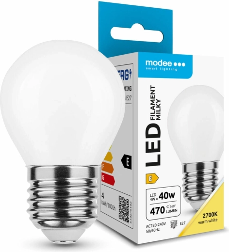 Modee LED filament izzó milky globe mini G45 4 W E27 2700 K – 1 db