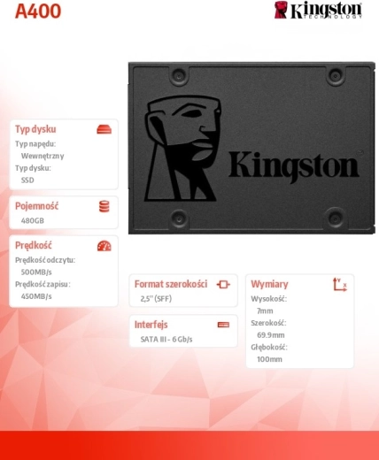 SSD lemez Kingston A400 480 GB