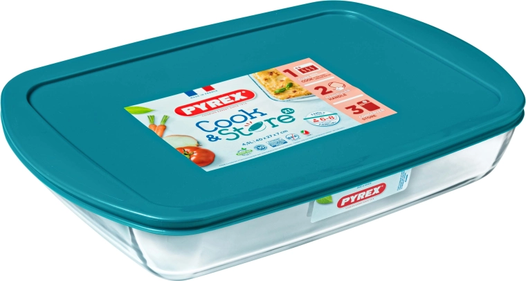 Pyrex üveg tepsi fedővel 4,9 l