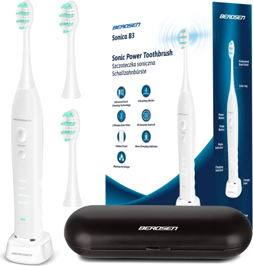 Sonicare fogkefe tokkal, fehér BERDSEN Sonica B3