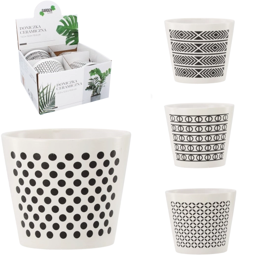 Kerámia virágcserép 12 × 12 × 10,5 cm – minták keveréke