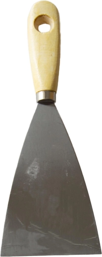 Rozsdamentes, ékes spatula 80 mm-es fa nyéllel