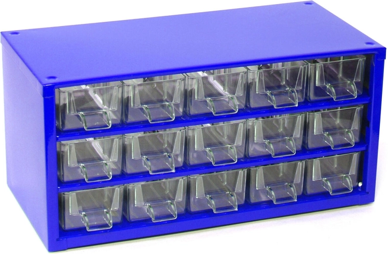 Fém tárolószekrény 15 kis fiókkal 30,5 × 15 × 15,5 cm TOKOZ