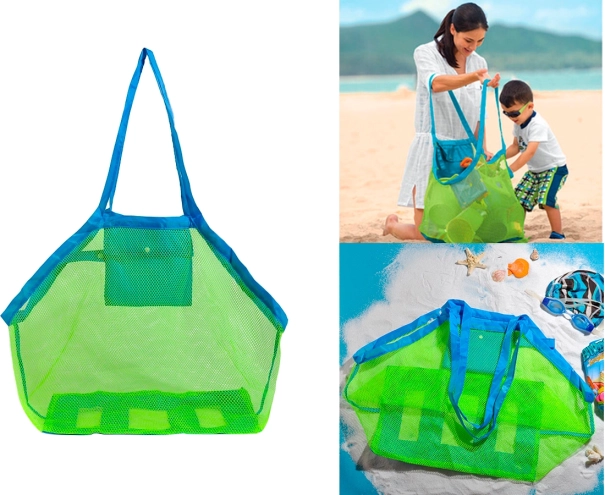 Nagy strandhálós játék táska - Kék
