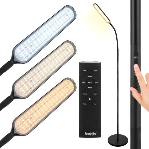 Izoxis álló LED-lámpa 180 cm, fekete, távirányítóval