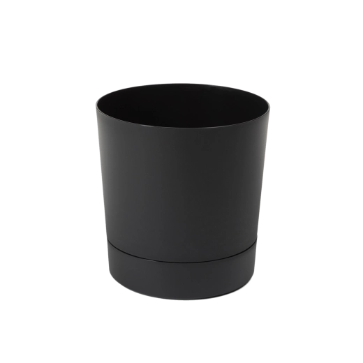 Aura virágcserép alátéttel, 17,5 cm, fekete matt