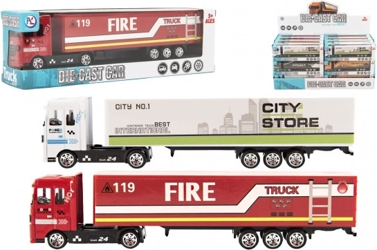 Kamion pótkocsival – fém fülke, szabadonfutó, 19 cm