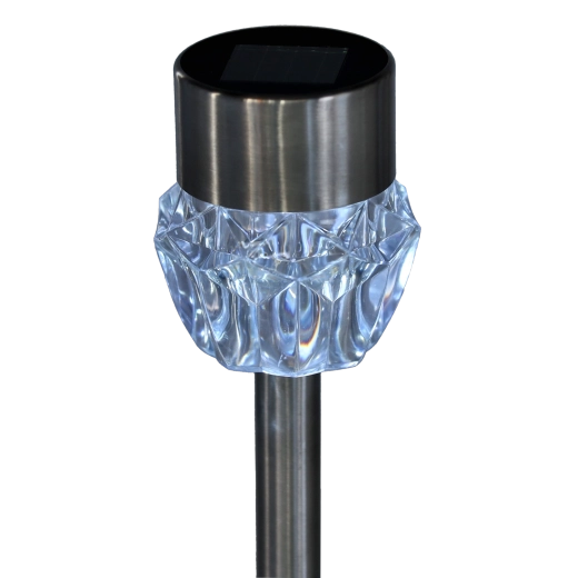 INES napelemes kerti lámpa 7 × 7 × 33,5 cm, hideg fehér, ezüst