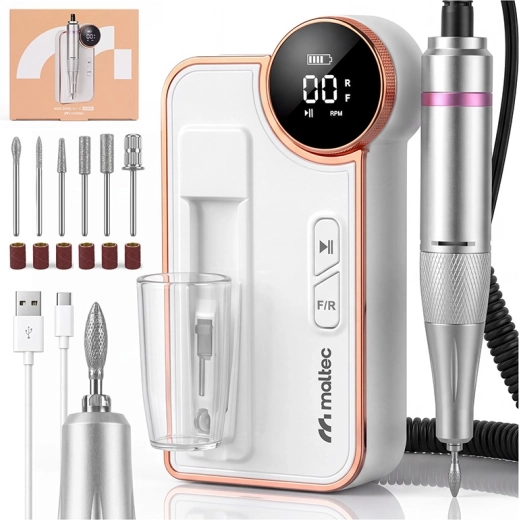 Maltec Beauty vezeték nélküli körömcsiszoló frézekkel