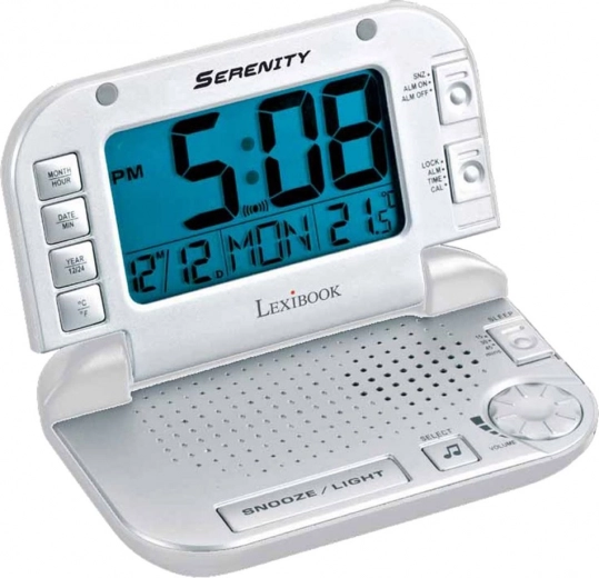 Utazó ébresztőóra relaxációs dallamokkal és hangokkal