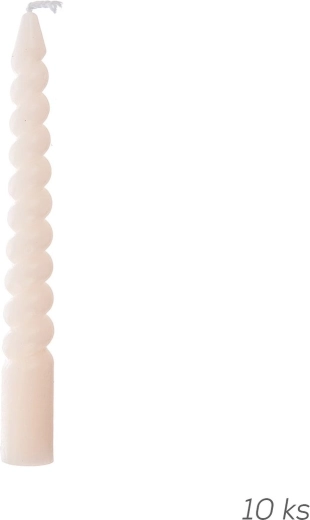 Dekoratív csavart gyertyák rózsaszín 10 cm, 10 db