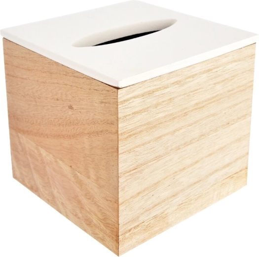 Bézs-fehér papírzsebkendő-tartó doboz 14 × 14 × 13 cm