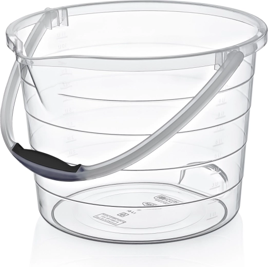 Átlátszó műanyag vödör 10 l mércével és kiöntővel