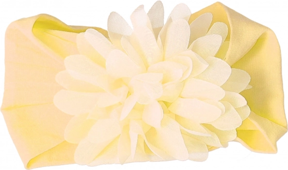 Gyerek fejpánt virággal - ekrü, széles