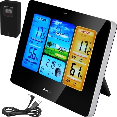 Vezeték nélküli IZOXIS meteorológiai állomás színes LCD-kijelzővel