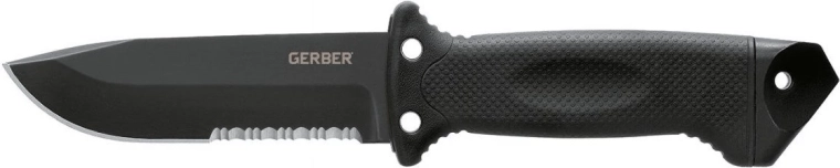 Gerber LMF II Infantry taktikai kés 12,5 cm, fekete GFN gumírozott markolattal és nejlon tokban