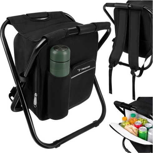 Összecsukható hűtőtáskás hátizsák székkel TRIZAND 3 az 1-ben, 150 kg teherbírás