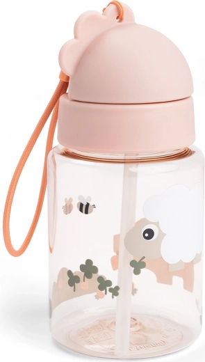 Done by Deer Tiny farm rózsaszín szívószálas gyerekpalack 280 ml