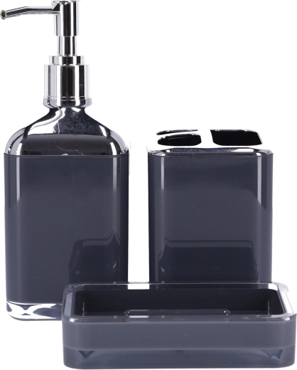 BERRETTI 3 darabos fürdőszobai kiegészítő szett, antracit + króm