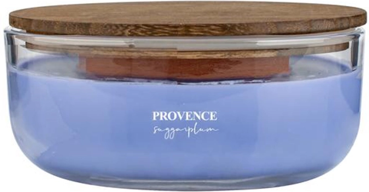 Illatgyertya üvegben PROVENCE fa kanóccal sugarplum 24 óra