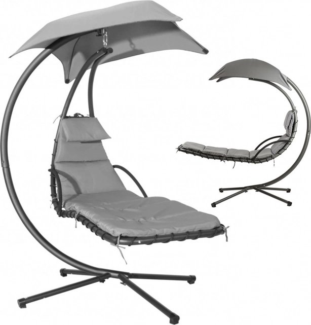 Kerti hintázó nyugágy napellenzővel, szürke, MultiGarden