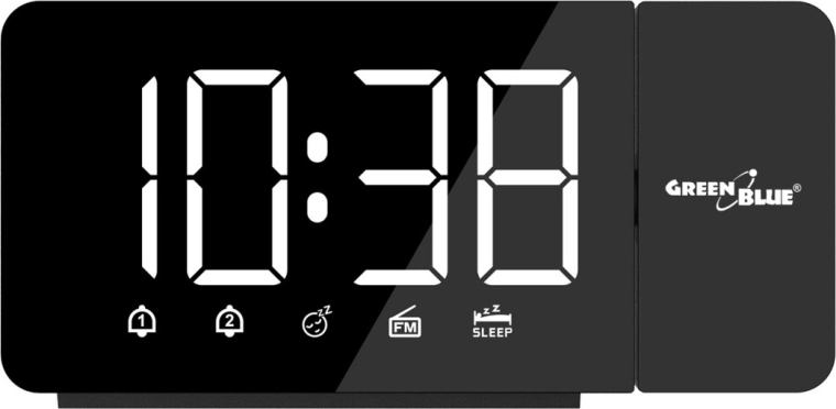 GreenBlue digitális rádiós ébresztőóra LED kijelzővel és FM rádióval