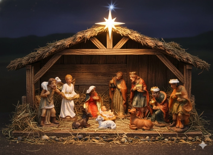 11 darabos betlehemi figurakészlet, 5,5 cm – kézzel festett poliresin