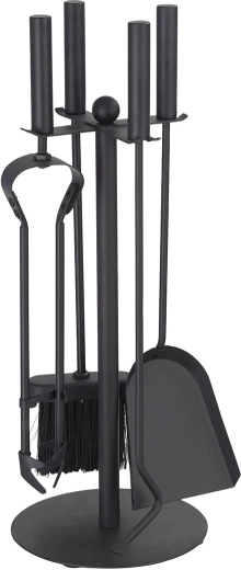 Kandallóeszköz készlet állvánnyal, 49 cm, fekete acél, 4 részes szett