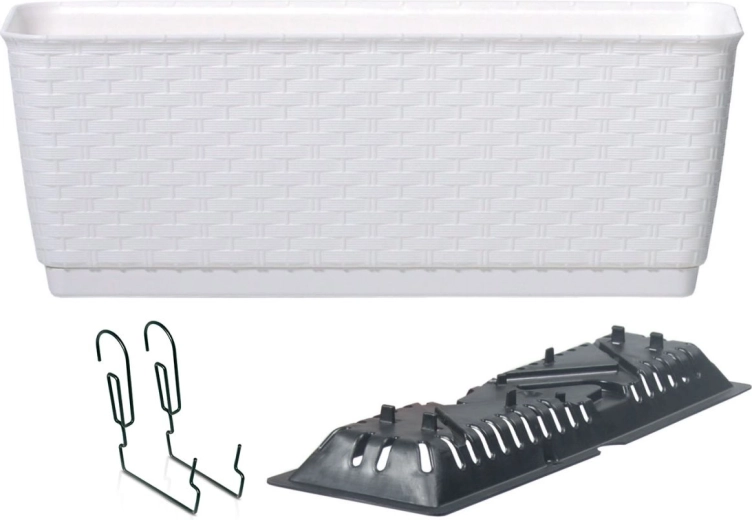 Ratolla PW függesztett balkonláda 49,2 cm, fehér, tálcával