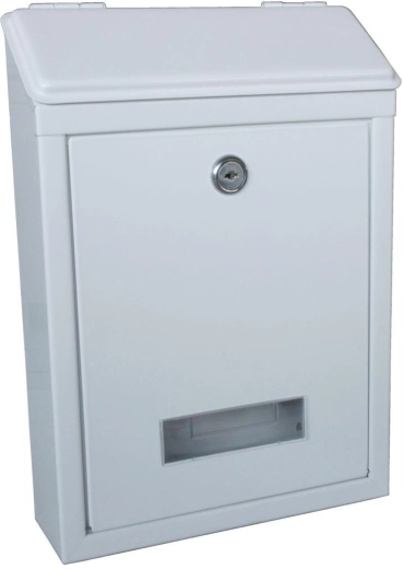 Fehér postaláda 210 × 300 × 60 mm horganyzott acélból