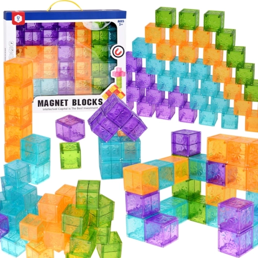Átlátszó színes mágneses építőkockák 42 db