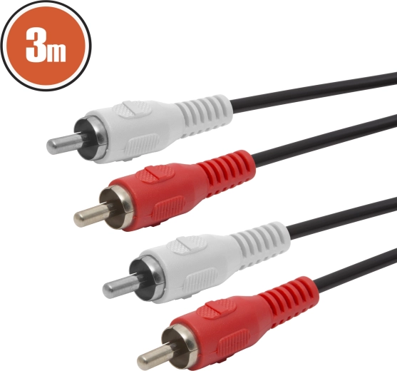 RCA audiokábel 3 m, piros és fehér